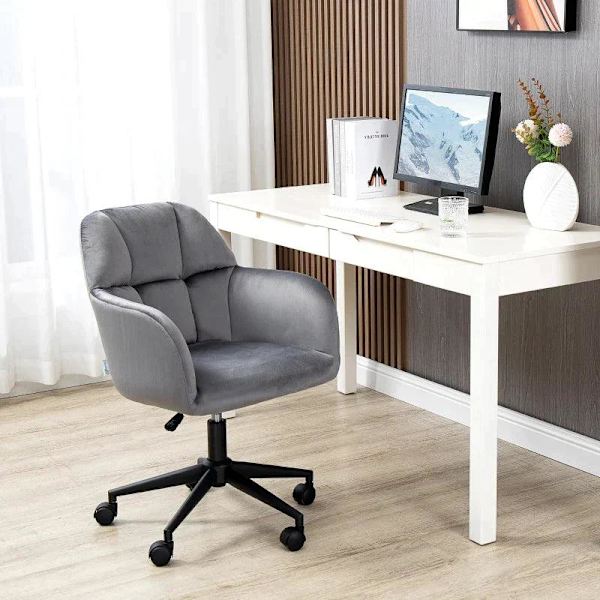 Rootz Kontorstol - 5 Hjul - Højdejusterbar - Moderne Design - Grå - 58cm x 58,5cm x 86cm