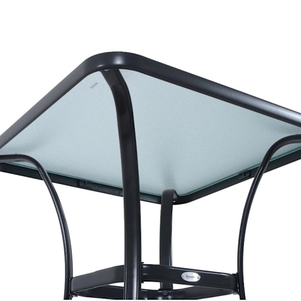 Rootz Garden Pöytä - Lasipöytä - Bistropöytä - Parvekepöytä - Musta - Metalli - Karkaistu lasi - 68,5 x 68,5 cm