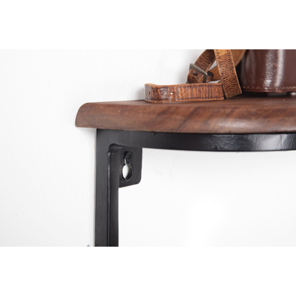 Rootz Modern Industrial Væghylde - Flydende hylde - Massivt træ - Metalramme - Opbevaringsplads - Håndlavet - Unik - 50 cm x 15 cm x 13 cm