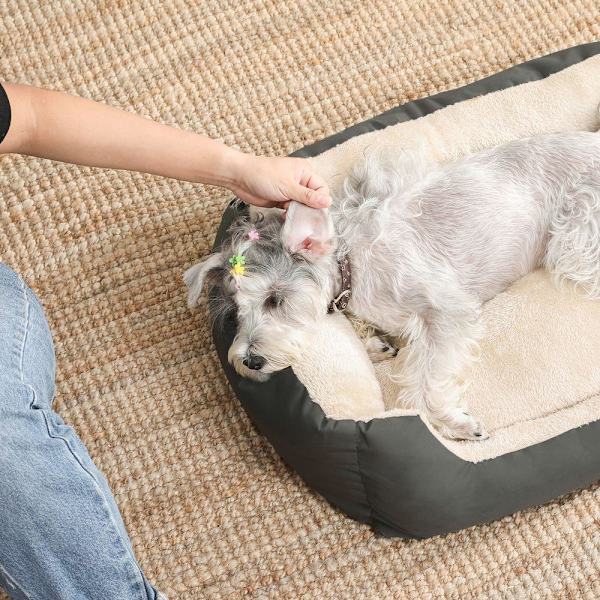 Rootz Hundeseng - Rund Hundeseng - Kæledyrsseng - Katteseng - Kæledyrsseng - Med vendbar pude - Grå - 80 x 65 x 20 cm