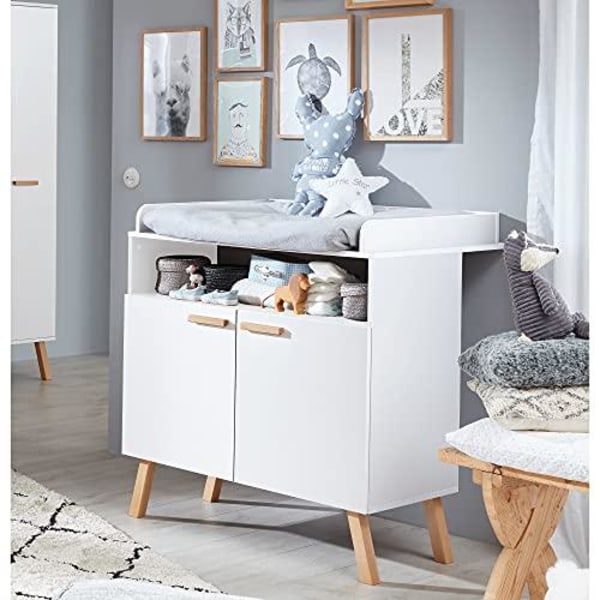 Rootz Changing Table - Dresser - Nursery Station - Baby Furniture - Diaper Station - Storage Unit - White - 96 x 105 x 78 cm