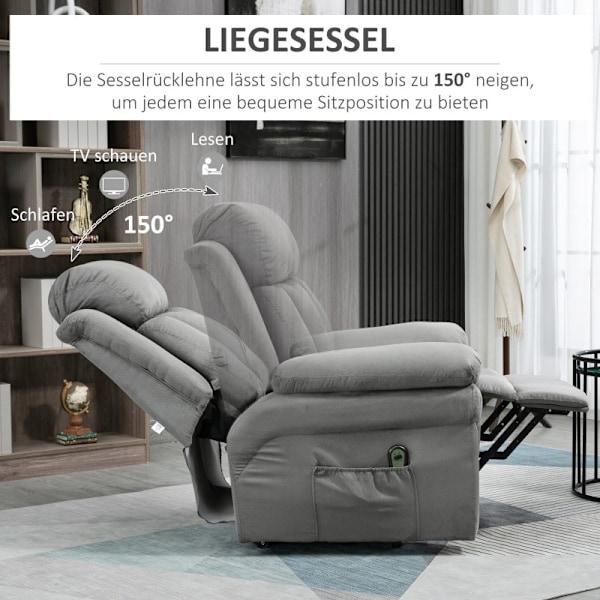 Rootz TV-fåtölj med uppställningshjälp - Liggstol - Lyftstol - Ultimat avkoppling - Justerbar lutning - Enkel montering - 93cm x 96cm x 105cm