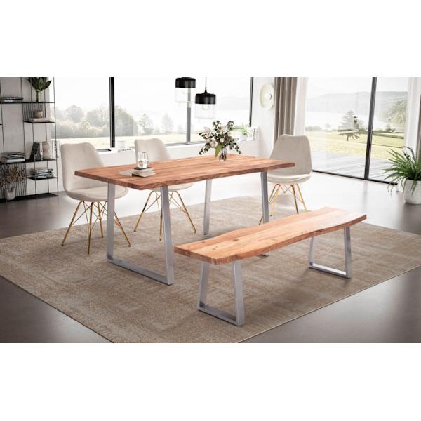 Rootz Massivt akacietræ Spisebord - Køkkenbord - Rektangulært bord - Håndlavet - Unik naturlig kant - Justerbar højde - 180 cm x 90 cm x 76 cm