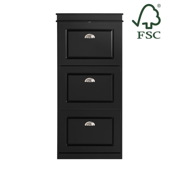 Rootz Skoskab med 3 klapper - Skovipper - Skokommode - FSC-certificeret - Robust konstruktion - Kan monteres på væggen - 53cm x 117cm x 24cm