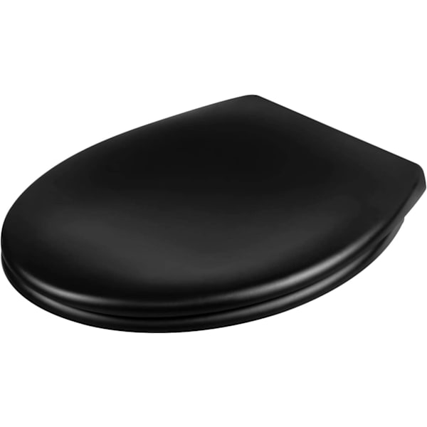 Rootz O-formad toalettsits - Heavy-Duty Toalettlock - Duroplast - Matt Svart/Vit - Soft Close - Snabbkoppling - 44,7cm x 5,5cm x 37,1cm