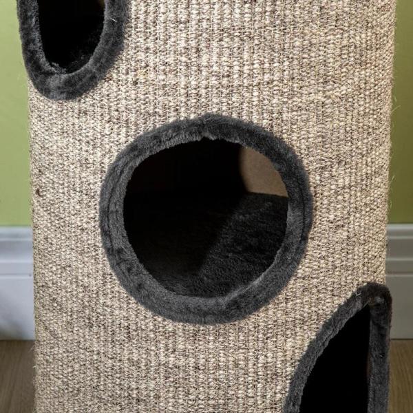 Rootz Scratch Barrel - Scratch Barrel - 3 Tier Scratcher Barrel - Inkluderer Sisal Rope - Scratcher Pad - Cat Scratcher - Grå - 38cm x 38cm x 70cm