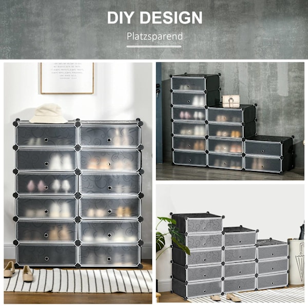 Rootz Shoe Rack - Storage Organizer - Shoe Shelf - Modular Design - Holder 24 par - 94 cm x 37 cm x 108 cm