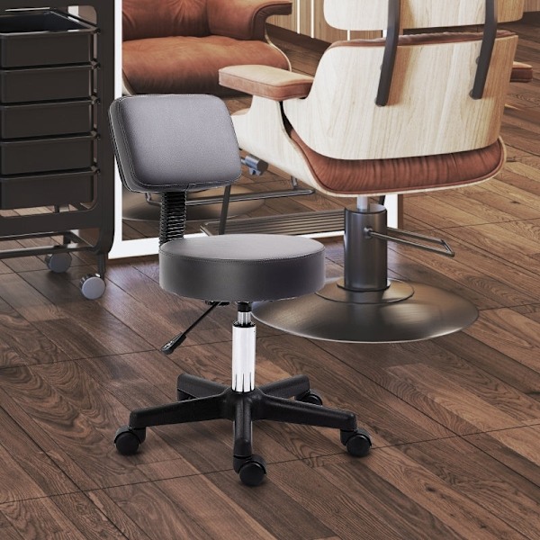 Rootz Round Salon Pall - Massagepall - Skönhetsstol - Höjdjusterbar - 35cm x 72-84cm - Fuskläder - Grå