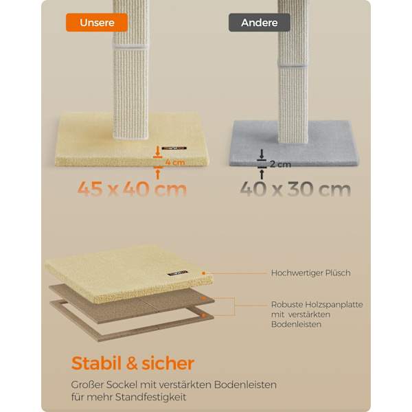 Rootz Cat skrapstolpe - Kitty Scratcher - Sisalstolpe - Skyddar möbler - 60cm x 30cm x 40cm