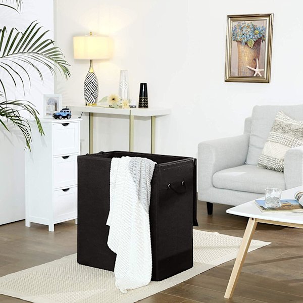 Rootz Black Laundry Basket - Pyykkikorit kannella - Taitettava - 69,25 x 39,4 x 5,6 cm
