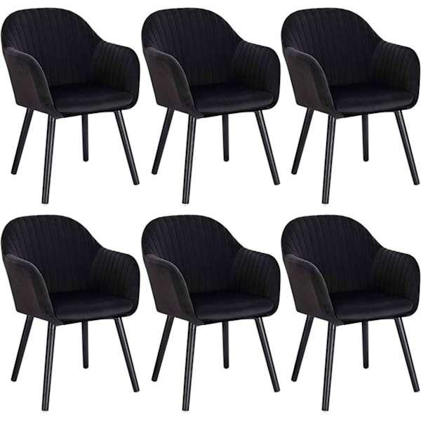 Rootz Set med 6 matstolar - Sammetsklädd - Bekväma sittplatser - Hållbar och robust - Mångsidig stil - Enkel montering - 81 cm x 40 cm x 42 cm