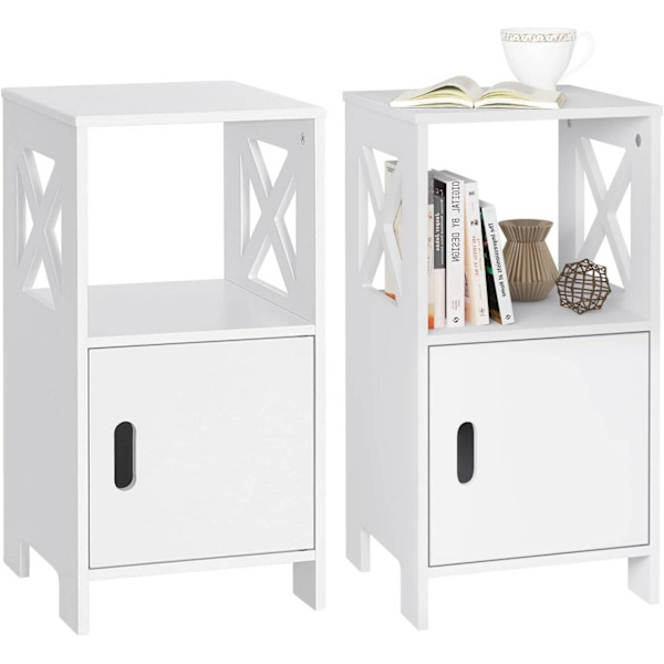 Rootz Lille sengebord - Natbord - Sidebord - Hvid skandinavisk design - Rummelig opbevaring - 30cm x 60cm x 30cm