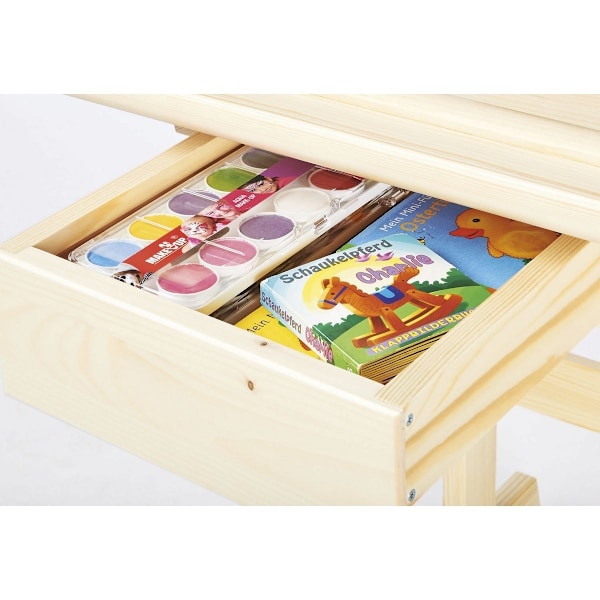Rootz Børneskrivebord 'Lena' - Børneskrivebord - Justerbart træbord - Massiv fyrretræ - 109 cm x 58 cm x 57-70 cm