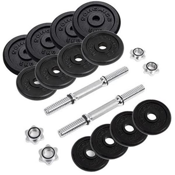 Rootz Hantelset - 40 kg - Hantlar - Skivstångsstänger räfflade - Set med 2 - Gjutjärn