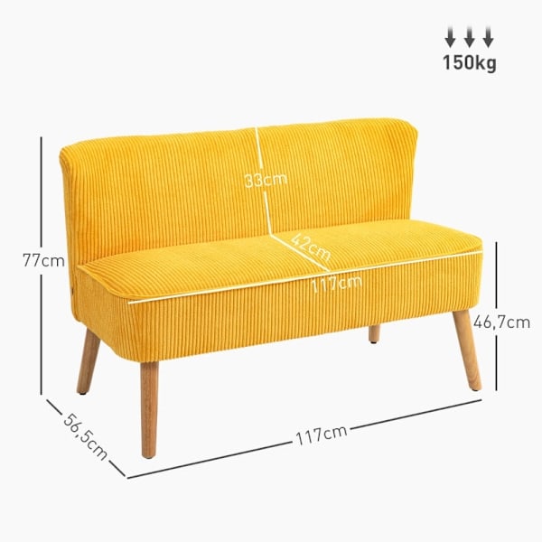 Rootz tvåsitssoffa - Loveseat - Liten soffa - Max Comfort - 117W x 56,5D x 77H cm