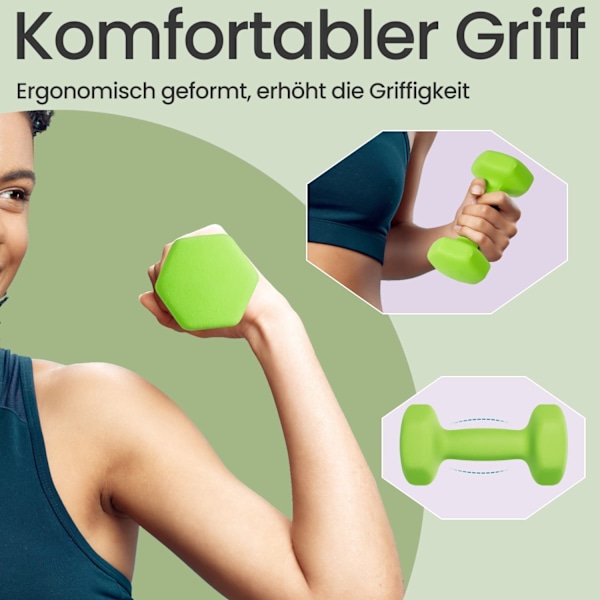 Rootz hantel set - hanteluppsättning - fria vikter - bygg styrka - 16 cm x 8 cm x 3,2 cm - 2 kg vardera
