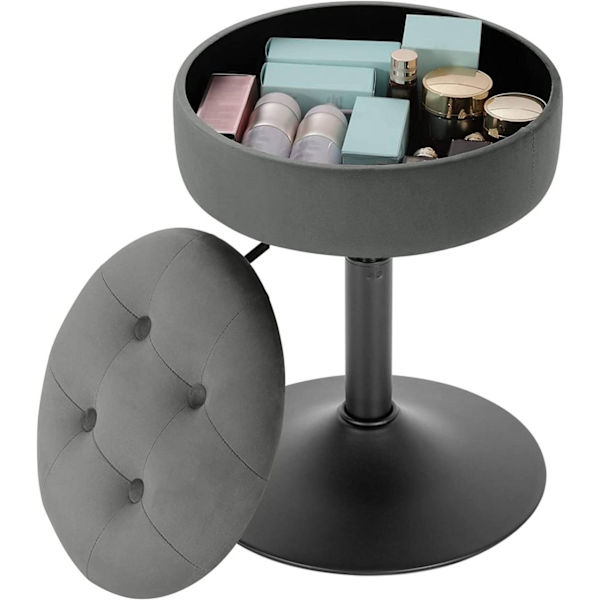 Rootz Justerbar Sammetsbarstol - Bänkstol - Vridbar pall - Slitstark, Modern, Multifunktionell - Sittdiameter 39,5 cm, Höjd 49,5-65 cm, Basdiameter 38