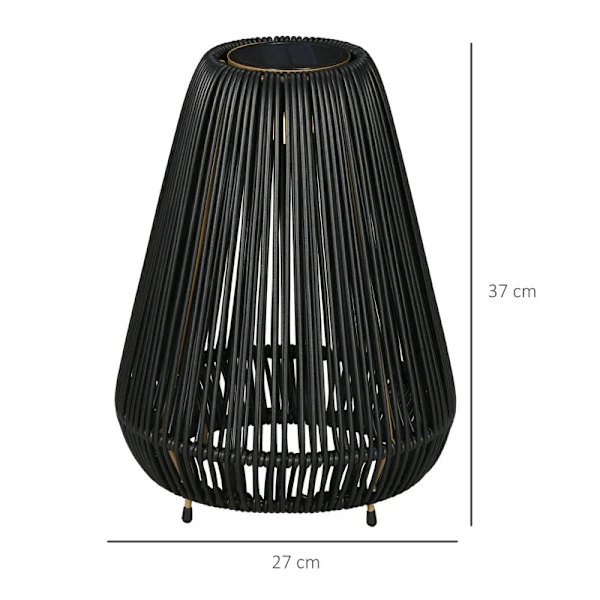 Rootz Trädgårdsbelysning - Solljus - Rottingljus - Timer - USB-laddningskabel - 3 ljusstyrkanivåer - Metall - PE-rotting - Svart - 27 X 27 X 37 Cm