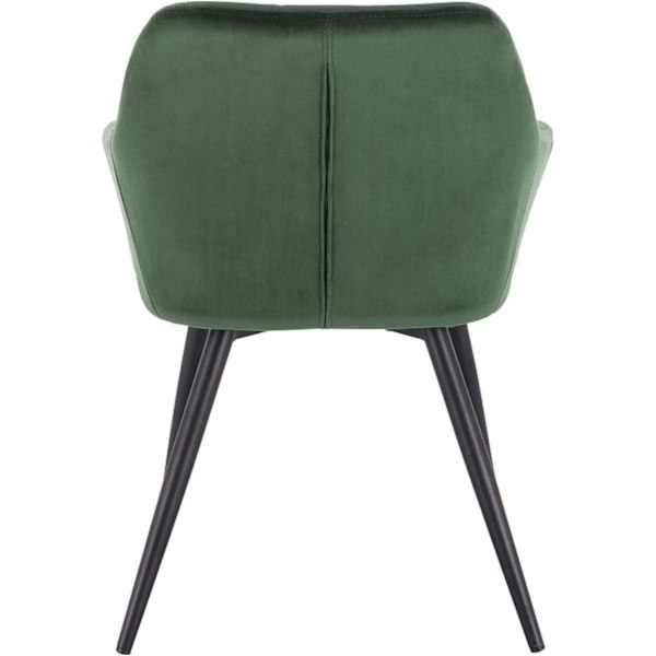 Rootz Set med 6 matstolar - Fåtöljer - Sammetssittplatser - Bekväm och ergonomisk - Stabil och hållbar - Mångsidig design - Mörkgröna metallben - 49cm