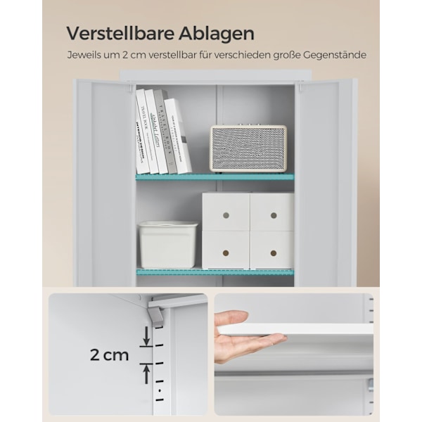 Rootz Steel Storage Cabinet - Högt skåp - Grå - Organizer Hylla - 40cm x 60cm x 180cm - Metall - 30,9kg - 25kg Kapacitet - Montering krävs