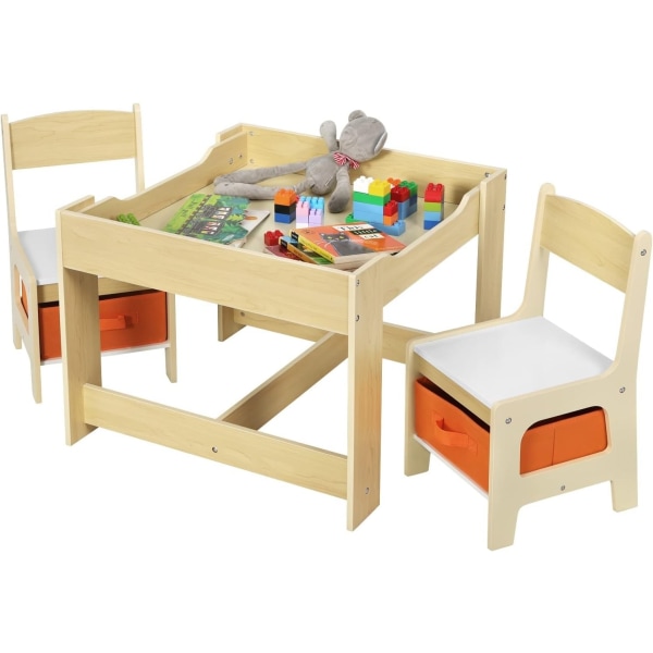 Rootz multifunktionelt børnebordsæt - Aktivitetsbord - Legebord - Dobbeltsidet bordplade - Rigelig opbevaring - Nem montering - Holdbar MDF - 60 cm x