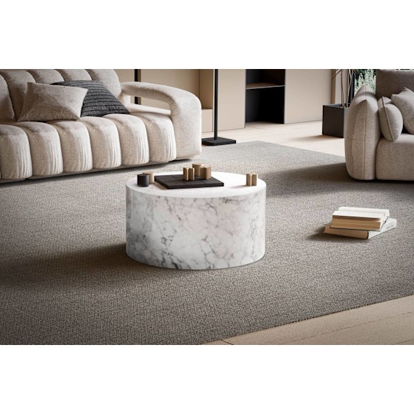 Rootz Elegant sofabord - Rundt bord - Marmorlook - Hvid - Fjernbetjeningsopbevaring - Alsidigt design - Ridsebeskyttelse - 60 cm x 60 cm x 30 cm