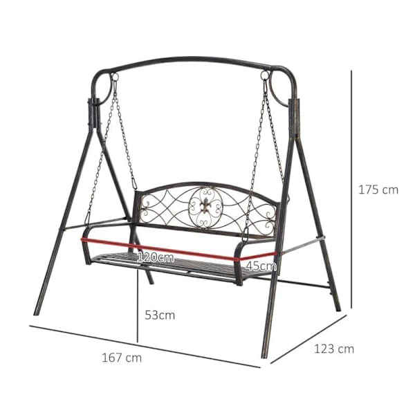 Rootz Havegynge - Loungegynge - Gyngebænk - Gyngestol - 2-personers - Bronze - 167 x 123 x 175 cm
