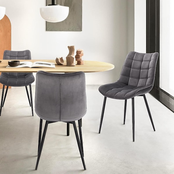 Rootz Set med 4 matstolar - Sammetssits - Metallram - Ergonomisk design - Hållbar & bekväm - Anti-Slip - 46 x 40,5 cm Sitsstorlek