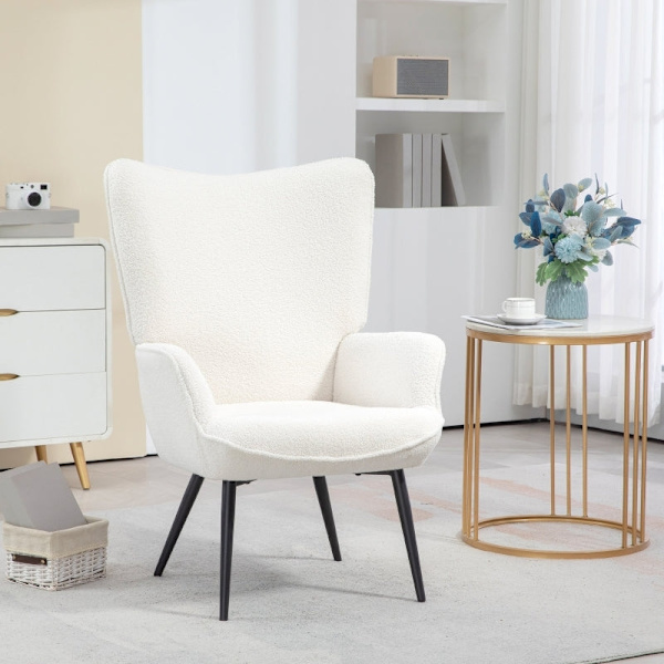 Rootz Wingback Accent Chair - Læsekrogestol - Lounge Chair - Faux lammestof - High-Density Foam - 71 cm x 77 cm x 102 cm