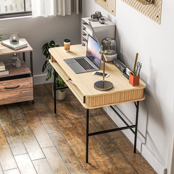 Rootz Skrivbord - Datorbord - Kontorsbord - Generös arbetsyta - 120 cm x 60 cm x 76,5 cm - Ek & svart finish