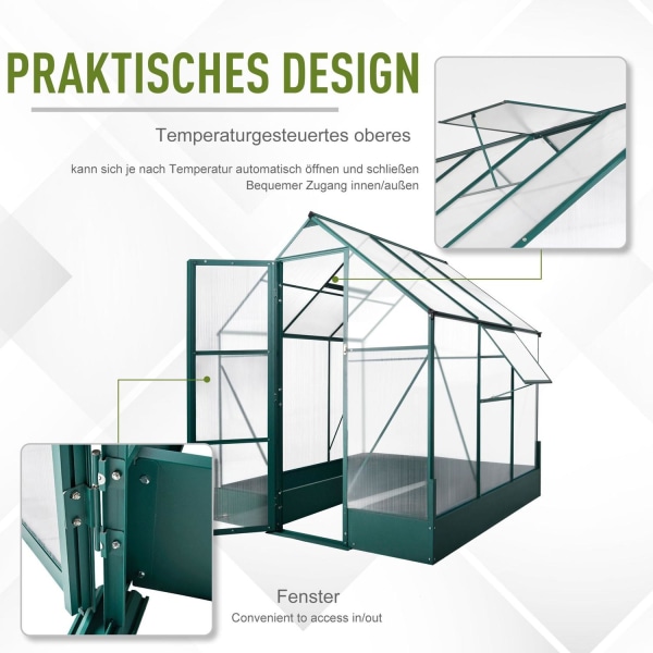 Rootz Greenhouse For The Garden - Transparent, Grön - PC, Alumin