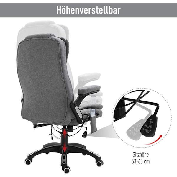 Rootz Executive Chair - Grå - Linne, skum, nylon - 26,38 cm x 26,38 cm x 49,6 cm
