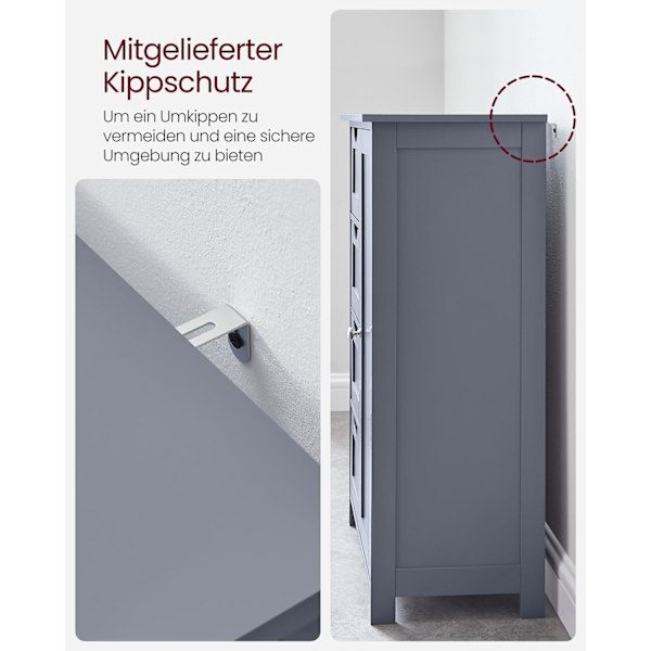 Rootz Mørkegrå Badeværelsesskab - Opbevaringsorganisering - MDF-møbler - Rummelige skuffer - Justerbar hylde - 30cm x 55cm x 82cm