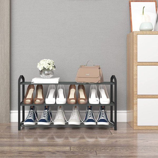 Rootz Skostativ - Fodtøjsstativ - Skoopbevaring - Skoopbevaring - Skohylde - Skoholder - Fodtøjsskærm - Sort - 79x19,5x45cm