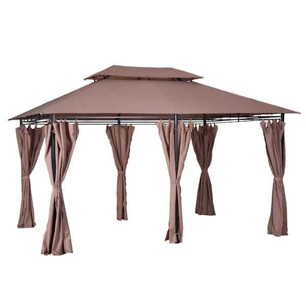 Rootz Havepavillon - Festtelt - Havetelt - Baldakin - Sidevægge - Stål - Kaffe - 4 x 3 m