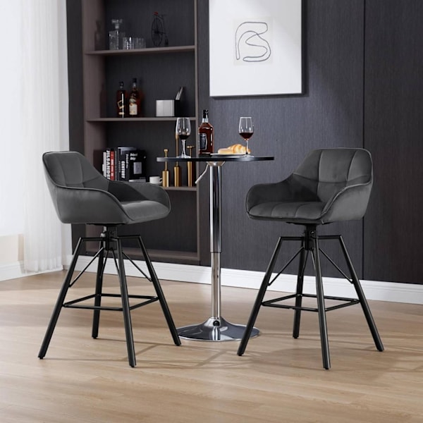 Rootz Velvet -baarijakkara - Keittiöjakkara - 360° Kääntyvä jakkara - Erittäin mukava - Ergonominen muotoilu - Metallirunko - 51 cm x 94,5 cm x 53 cm