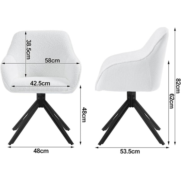 Rootz Swivel Matstol - Boucle Tyg - Manchester - Mjuk & Bekväm - 58cm x 82cm x 53,5cm