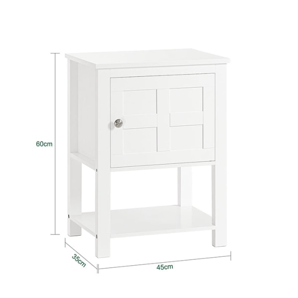 Rootz Modern Sängbord - Nattduksbord - Soffbord - Sidobord - Vit - Sekretessförvaring - Kompakt design - Perfekt för trånga utrymmen - 45cm x 60cm x 3