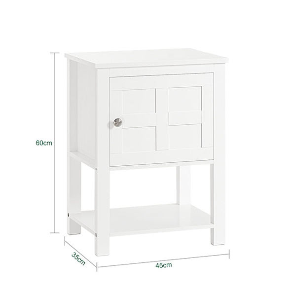 Rootz Modern sengebord - Natbord - Sofabord - Sidebord - Hvid - Privatopbevaring - Kompakt design - Ideel til smalle rum - 45 cm x 60 cm x 35 cm
