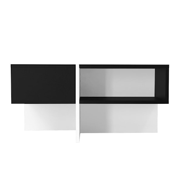 Rootz Modern Square Soffbord - Vardagsrumsbord - Svart och vitt bord - Rymlig förvaring - 70L x 70W x 35H cm