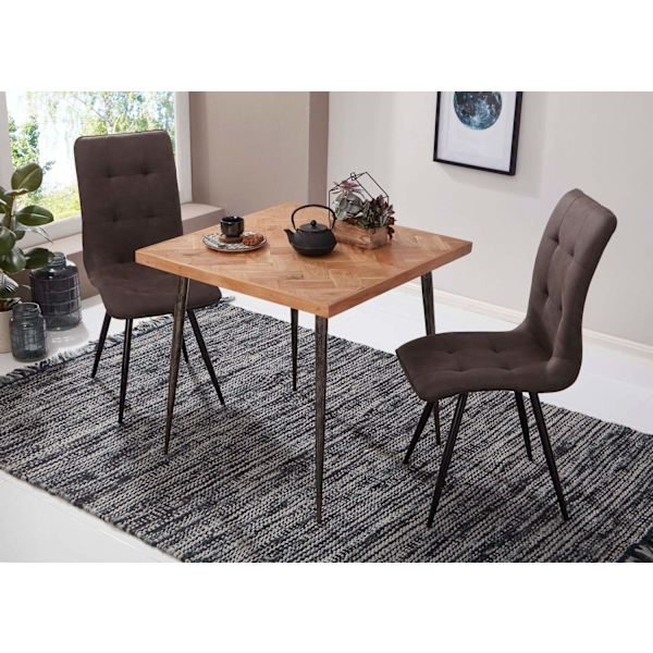 Rootz Room ruokapöytä 80x76x80 cm Massiivipuu akaasia - Metalliteollisuus - Ruokapöytä massiivisen pieni - Keittiön pöytä puinen pöytä ruokasali Pieni
