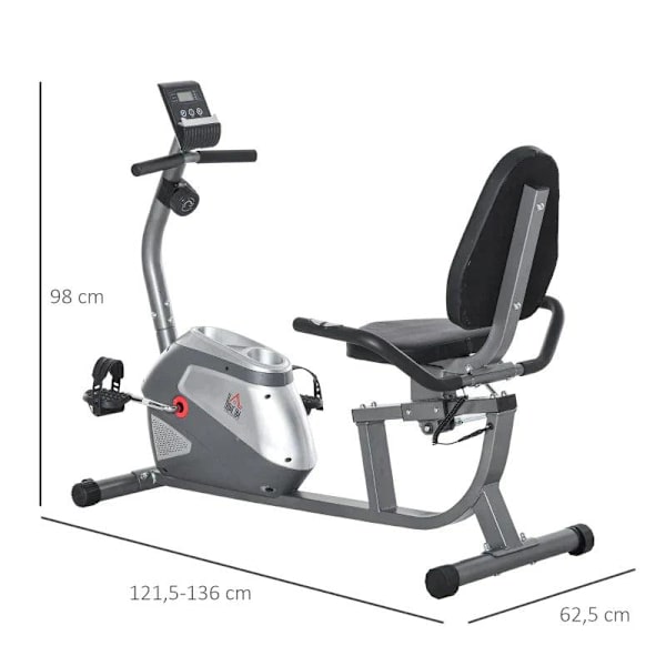 Rootz-kuntopyörä - Magneettinen kuntopyörä - Makaava ergometri LCD-näytöllä - Koti - Kuntosali - Metalli - ABS - 136 x 62,5 x 38 cm