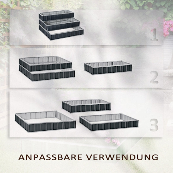 Rootz Steel Raised Bed - 3-vånings trädgårdssäng - Örtbädd - Blomstrappa - Gott växtutrymme - Mångsidig design - Hållbar konstruktion - 118cm x 118cm
