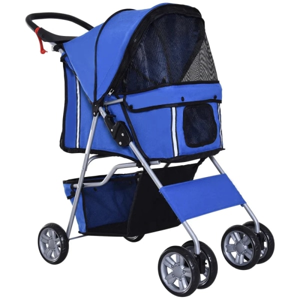 Rootz Dog Stroller - Pet Stroller - Dog Buggy - Dog Stroller For Travel - Foldable Pet Stroller - Dog Travel Buggy - Compact Pet Carriage - Blue - 75L