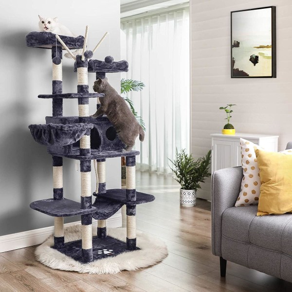 Rootz XXL Kradsestolpe til katte - Kattetræ - Røggrå - 50 x 50 x