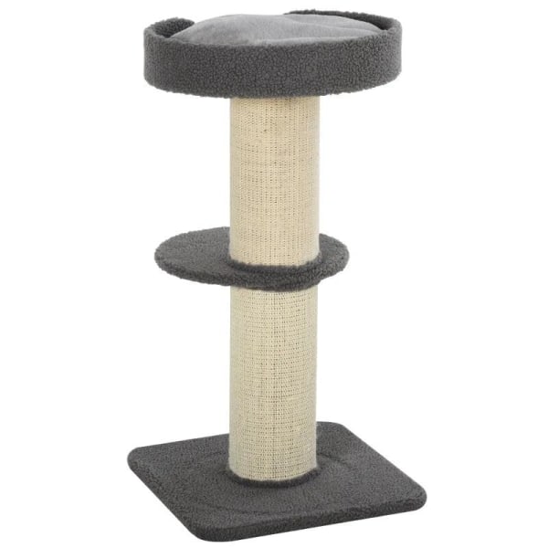 Rootz Cat Tree - Play Tree - Scratching Post - Cats 2-tier Scratching Tree - E1 Chipboard - Grey - 45 x 45 x 91 cm