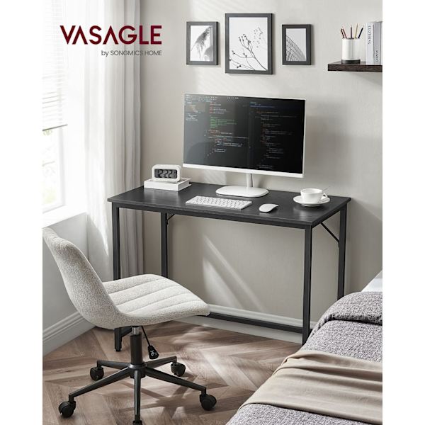 Rootz Black Desk - Lastulevypöytä - Teräsjalat - Suuri toimistopöytä - 50 cm x 100 cm x 75 cm - Tukevat ja tyylikkäät kodin toimistokalusteet