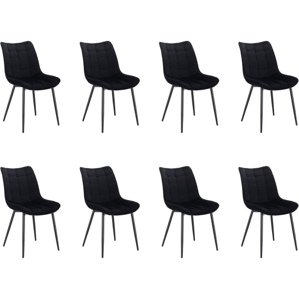 Rootz 8 ruokapöydän tuolin setti - Velvet-istuin - Metalliset jalat - Mukava ja ergonominen - Kestävä ja pitkäikäinen - Lattian suojaus - 85,5 cm x 46