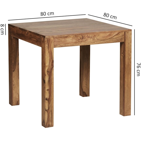Rootz spisebord massivt træ sheesham 80 cm spisebord træbord design køkkenbord i landlig stil mørkebrun