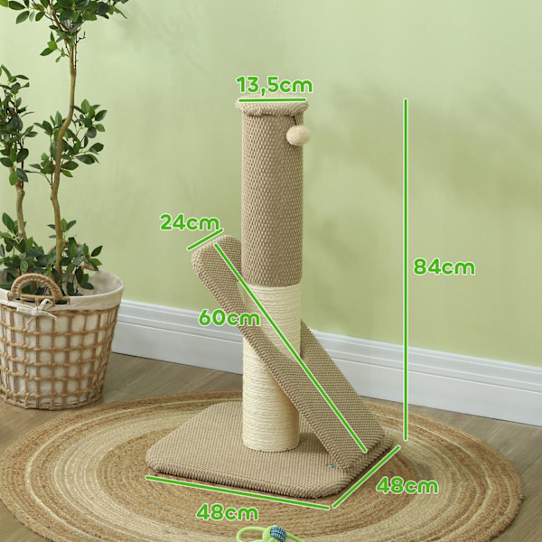 Rootz Cat Scratching Post - Aktivitetscenter - Möbelskydd - Solid Chipboard - 48 cm x 48 cm x 84 cm